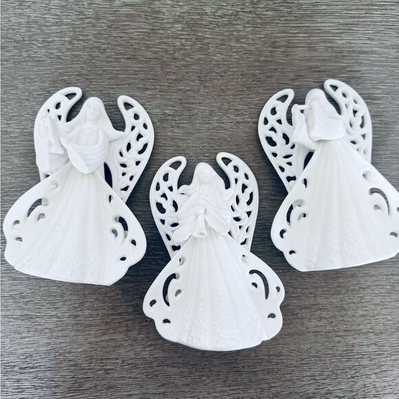 Christmas Holiday Ceramic Angel Figurine Bells 3-pc Set - Picture 1 of 5